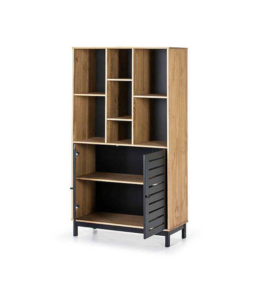 Sal N TOP MUEBLE | Librer A Alexa 2P/7 Huecos Cera Negro