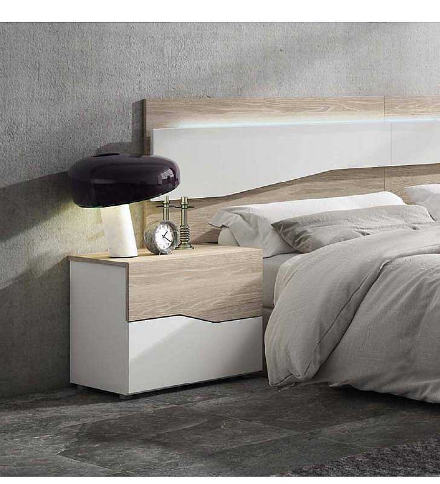 Dormitorio TOP MUEBLE Mesitas De Noche | Mesita De Noche Dalia Sable/Blanco 2C