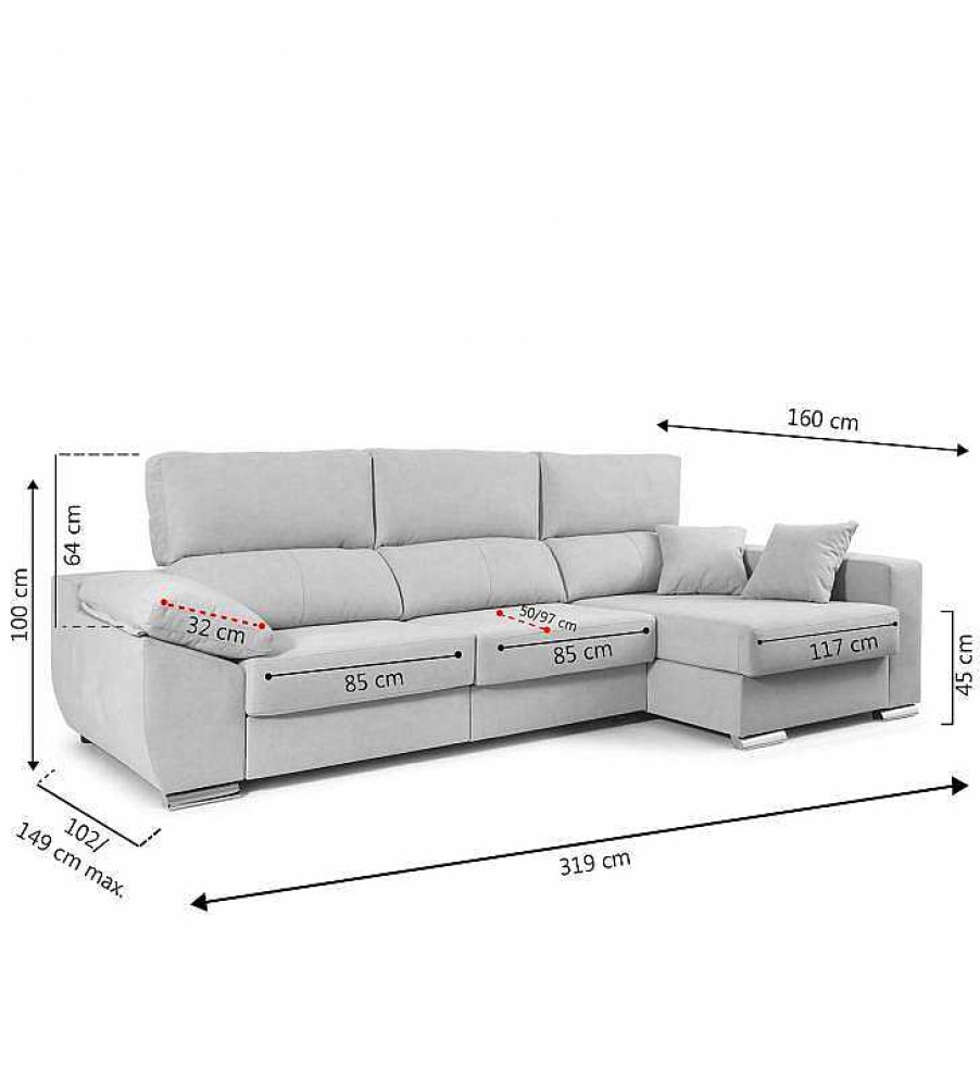 Sof S TOP MUEBLE | Sof Chaise Longue Kabul Aura