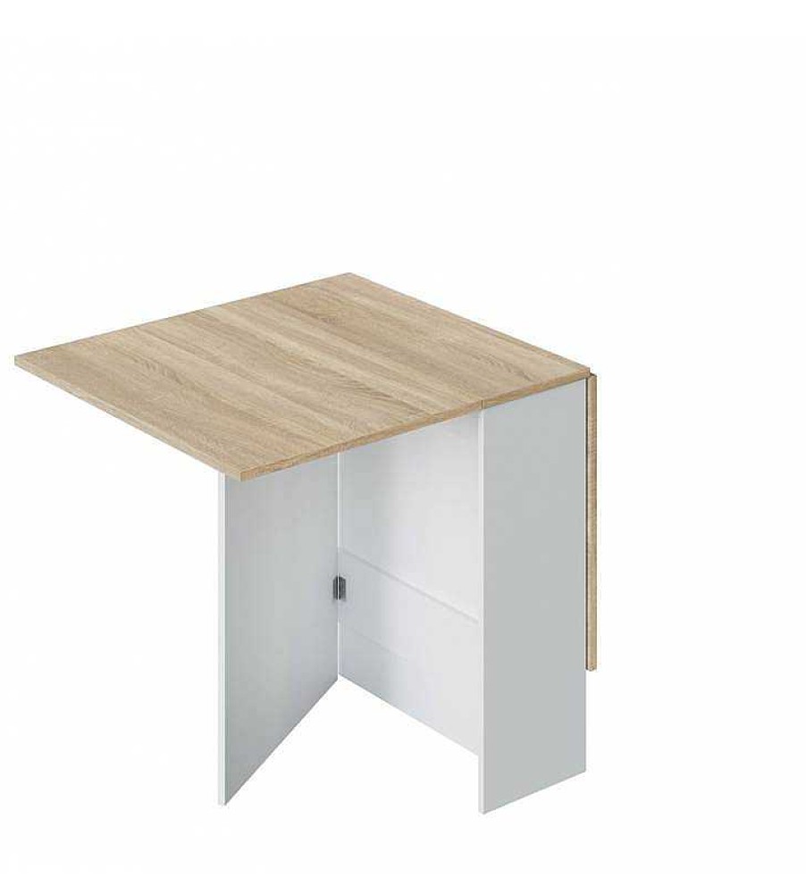 Comedor TOP MUEBLE | Mesa Plegable Lisa Color Roble Y Blanco