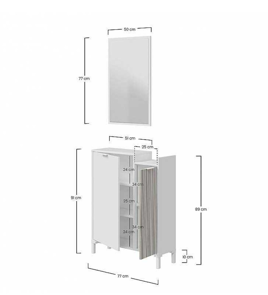 Sal N TOP MUEBLE | Mueble Recibidor Spring Con Espejo