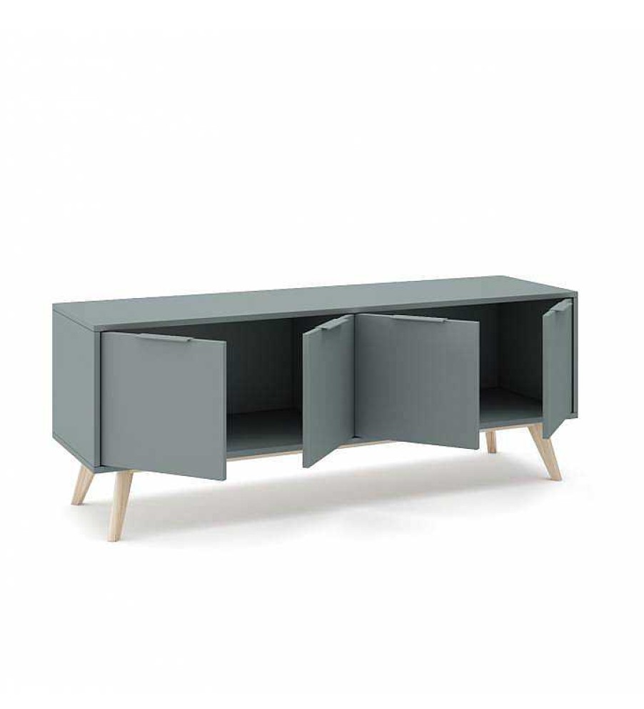 Sal N TOP MUEBLE | Mueble De Tv Pesco 4P Verde Kaki/Cera