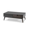 Sal N TOP MUEBLE | Mesa Centro Kira 2 Cajones Gris Ant/Cera Osc