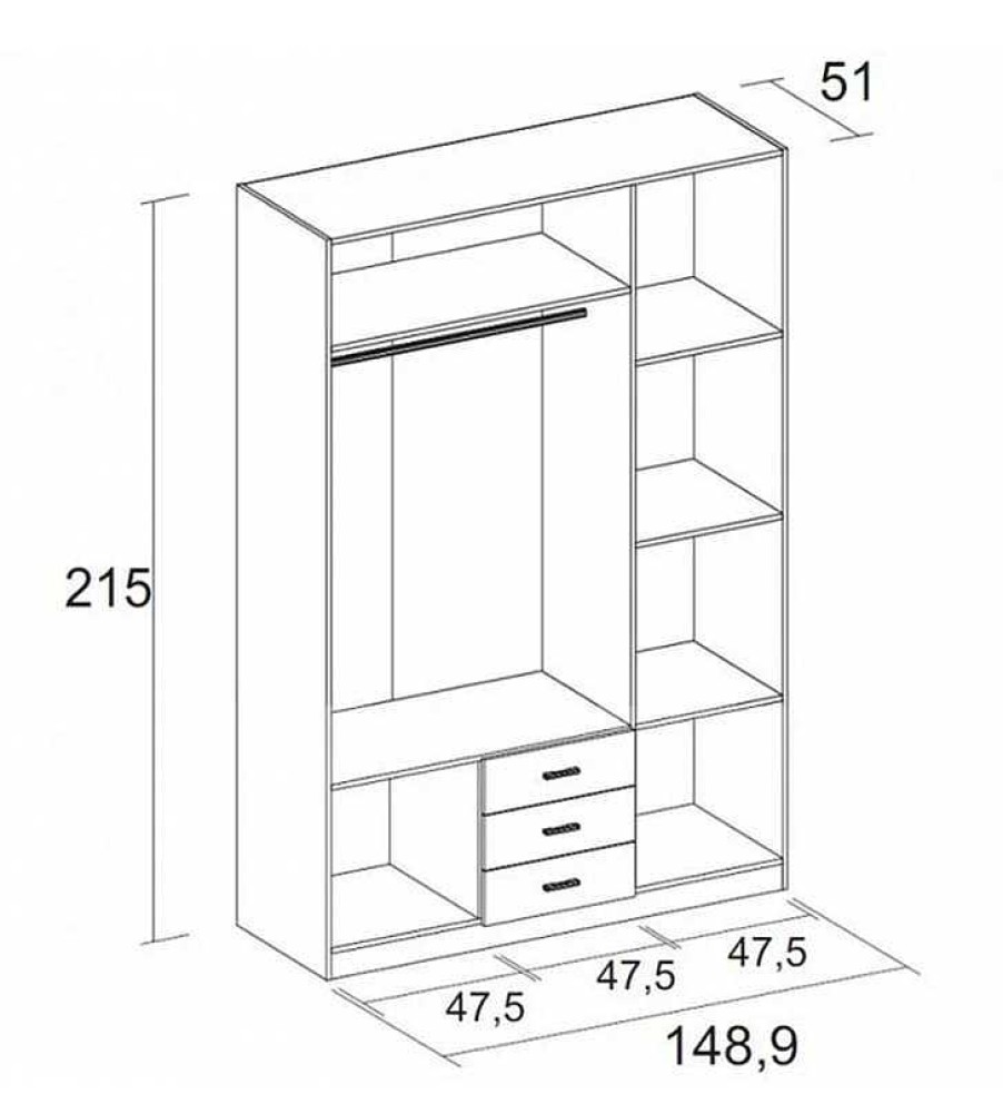 Dormitorio TOP MUEBLE Armarios | Armario Altea De 3 Puertas Y 3 Cajones Blanco