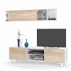 Sal N TOP MUEBLE | Mueble Tv Kora + Estante Blanco/Roble