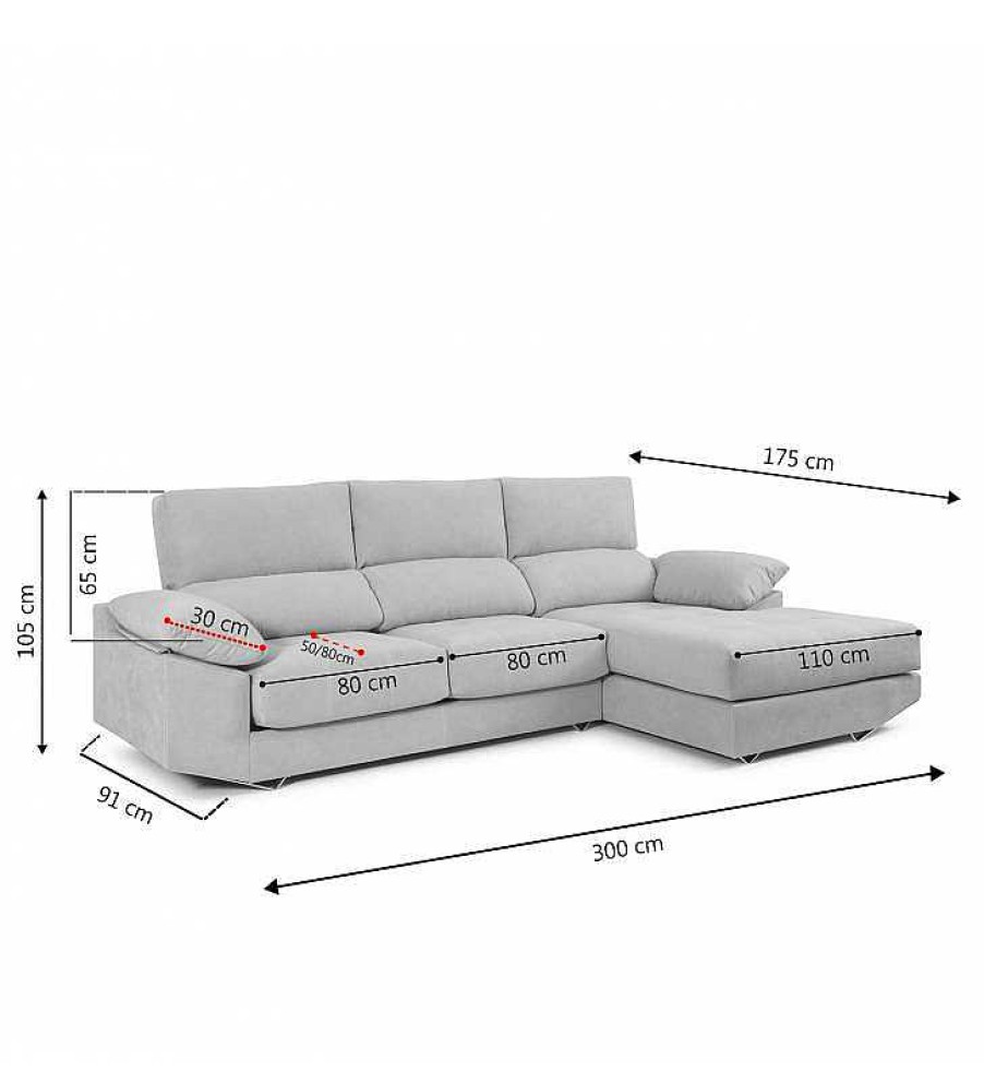 Sof S TOP MUEBLE | Sof Chaise Longue Athenea Aura