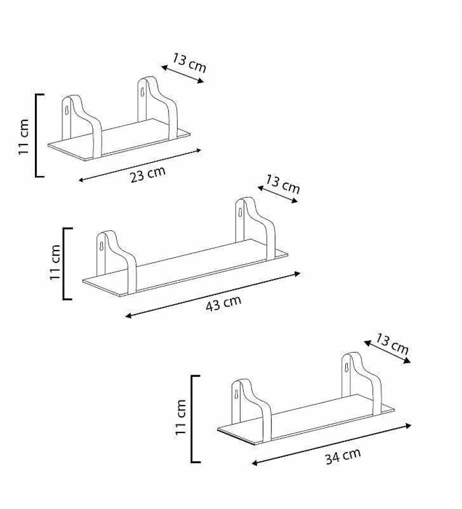 Sal N TOP MUEBLE | Set 3 Estanter As De Pared Beta