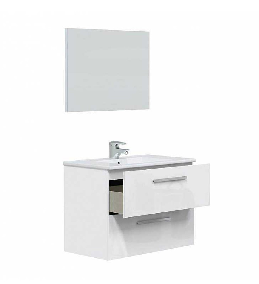 Muebles Para Ba O TOP MUEBLE | Pack Mueble De Ba O Alena 2C Cemento/Blanco