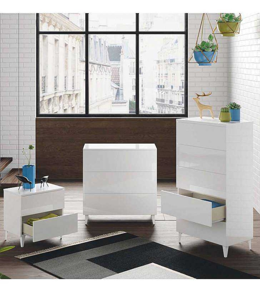 Dormitorio TOP MUEBLE Sinfoniers | Sinfonier Vinci 5C Blanco Brillo