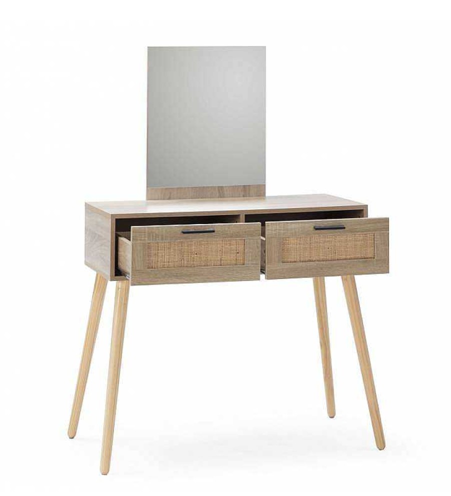 Comedor TOP MUEBLE | Tocador Con Espejo Darla 2 Cajones