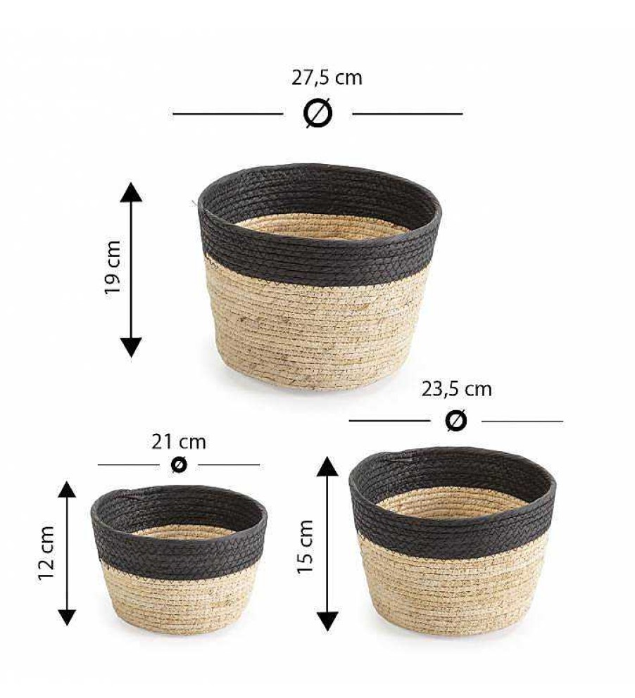 Sal N TOP MUEBLE | Set De 3 Cestas De Fibras Vegetales Noa