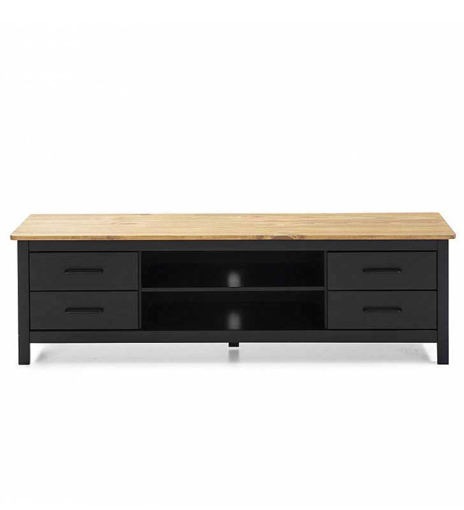 Sal N TOP MUEBLE | Mueble Tv Valeria 4C2H Negro/Cera