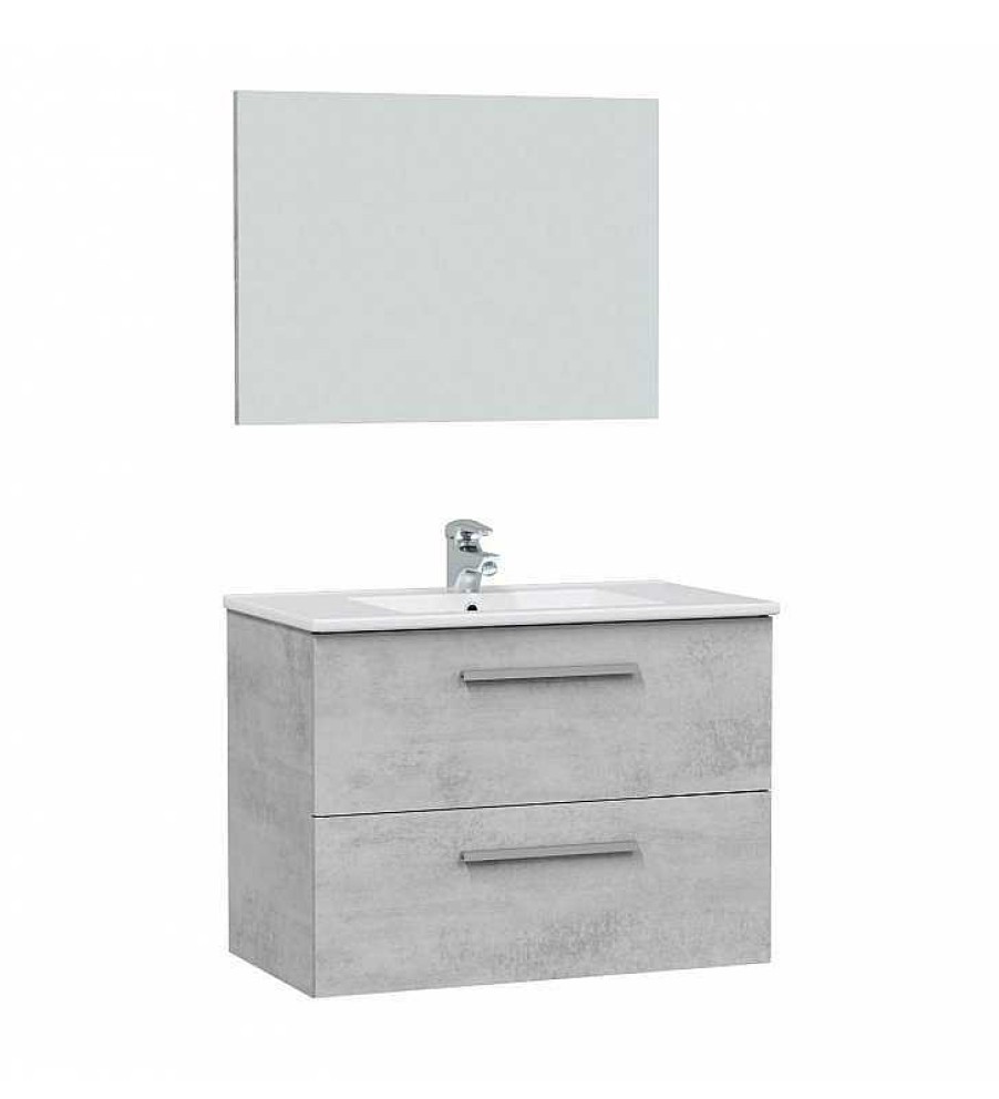 Muebles Para Ba O TOP MUEBLE | Mueble De Ba O Alena 2C 80Cm Cemento/Blanco