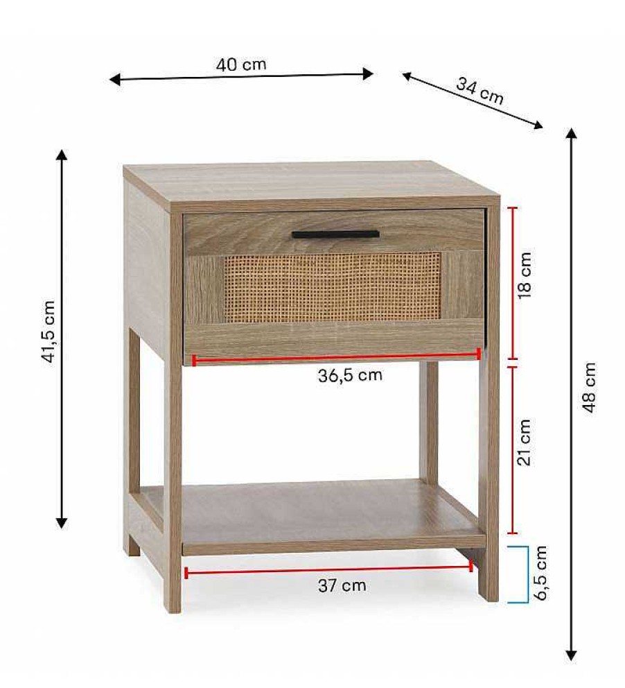 Dormitorio TOP MUEBLE Mesitas De Noche | Mesita De Noche Darla 1 Caj N Color Roble