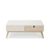 Sal N TOP MUEBLE | Mesa Centro Kira 2 Cajones Blanco/Natural