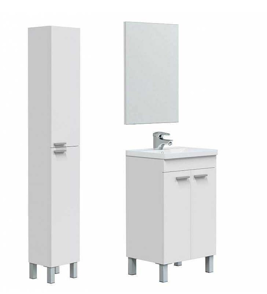 Muebles Para Ba O TOP MUEBLE | Pack Mueble Ba O Levis Color Blanco Brillo + Columna 2P