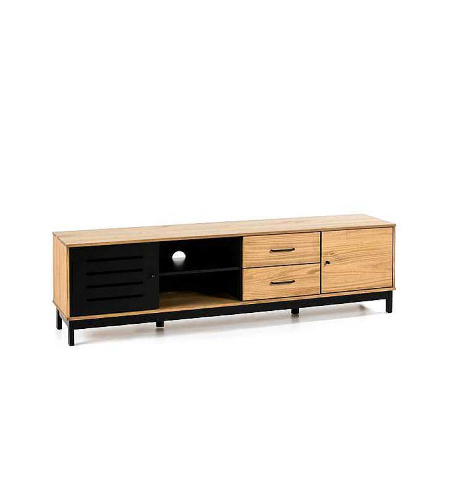 Sal N TOP MUEBLE | Mueble Tv Alexa 1P2N2C1P Cera Negro