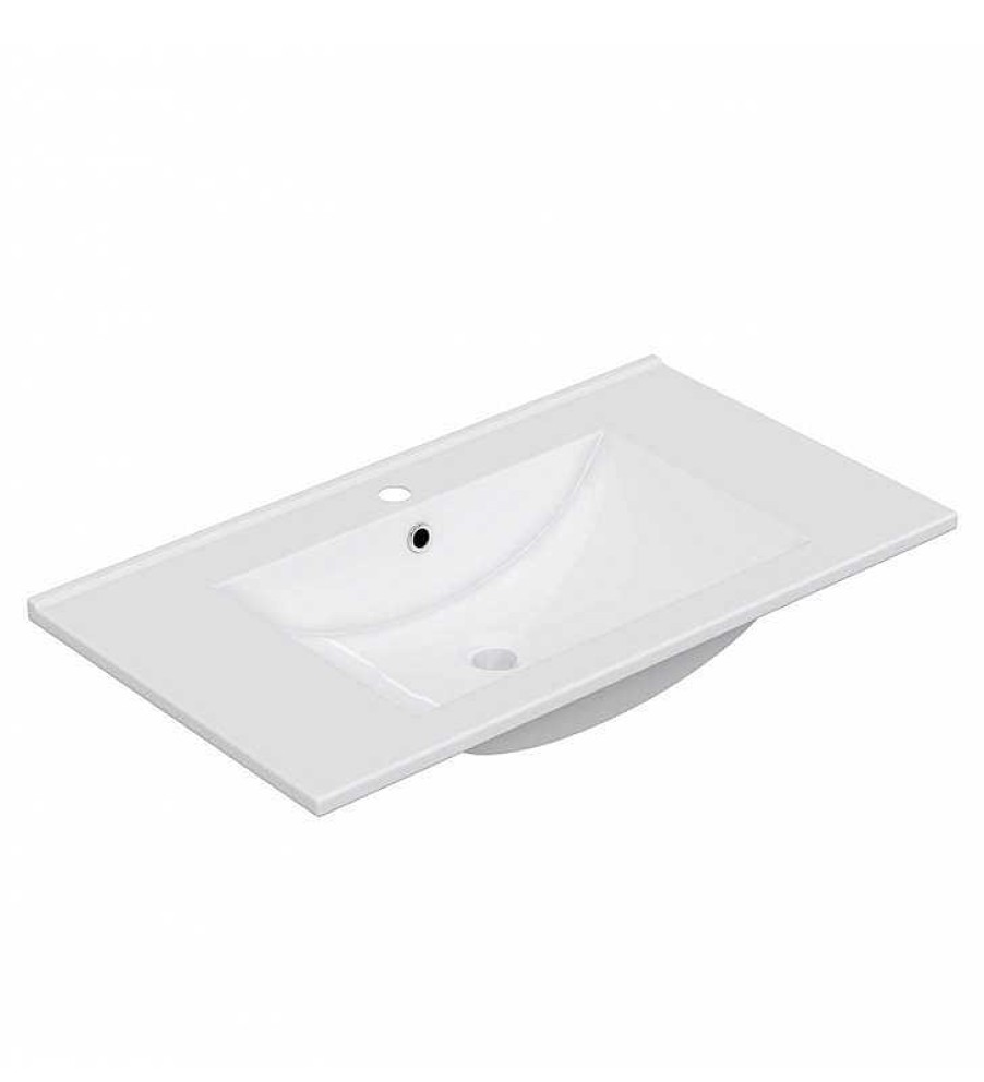 Muebles Para Ba O TOP MUEBLE | Lavabo Lavamanos 80X45Cm Cer Mico Blanco