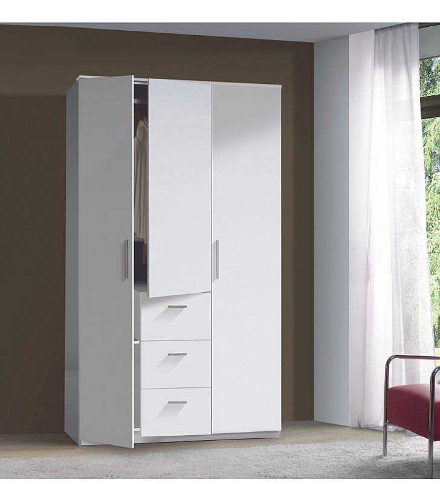 Dormitorio TOP MUEBLE Armarios | Armario Lara 3 Puertas 3 Cajones Color Blanco