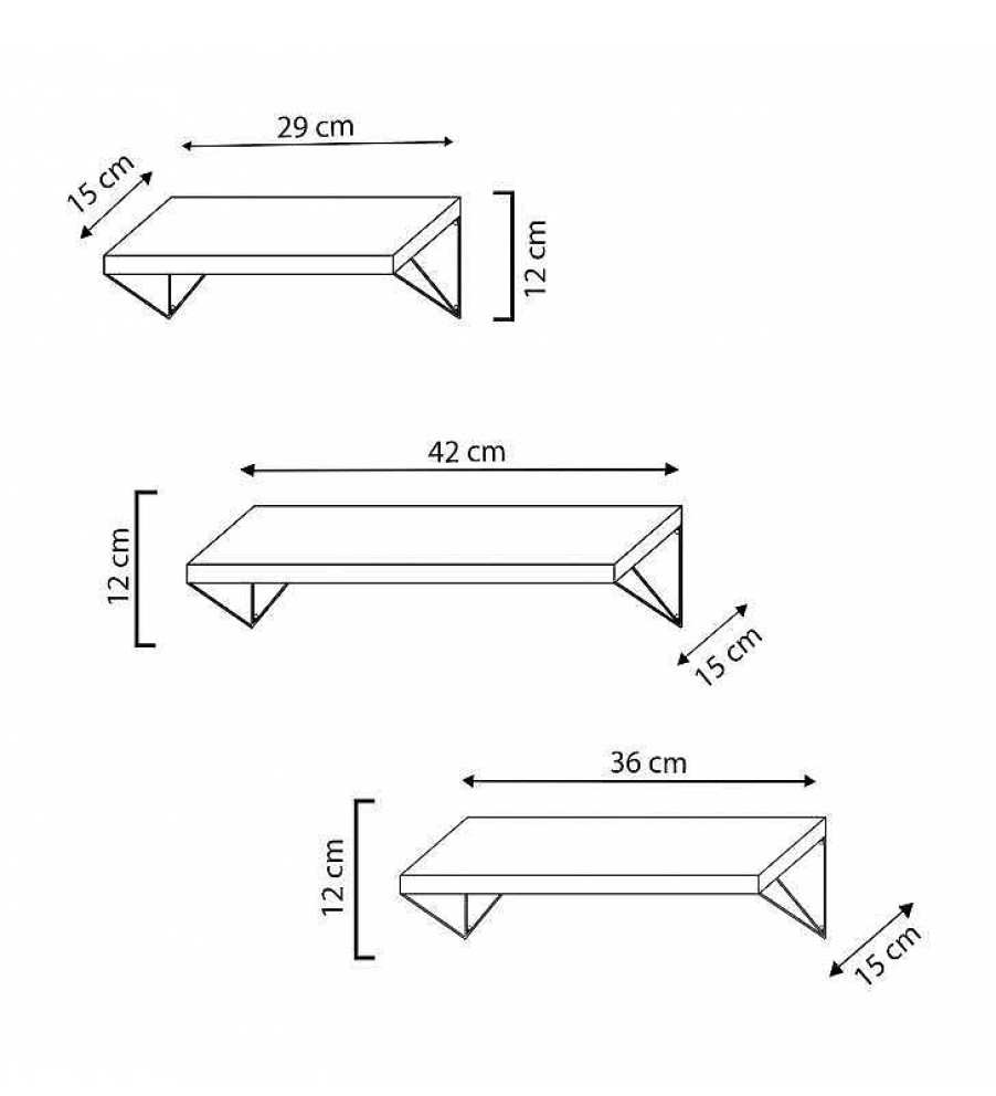 Sal N TOP MUEBLE | Set 3 Estanter As De Pared Love