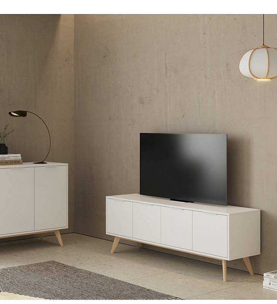 Sal N TOP MUEBLE | Mueble Tv White 4P