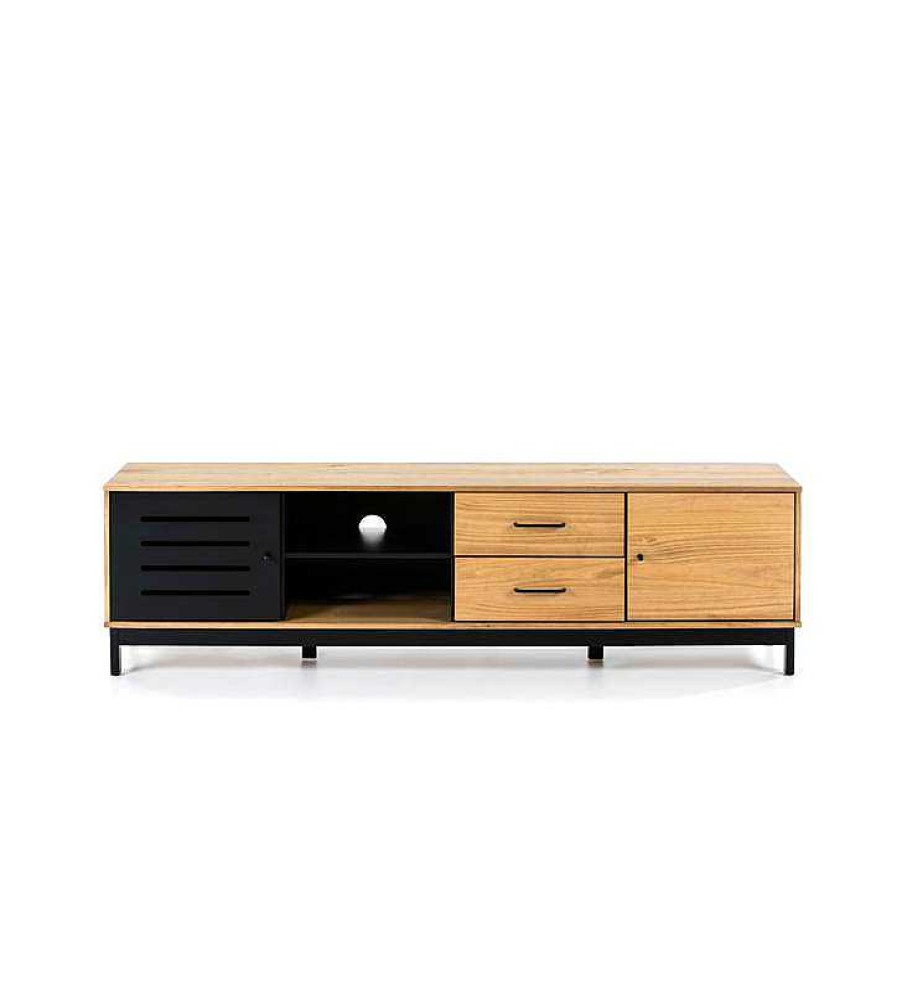 Sal N TOP MUEBLE | Mueble Tv Alexa 1P2N2C1P Cera Negro