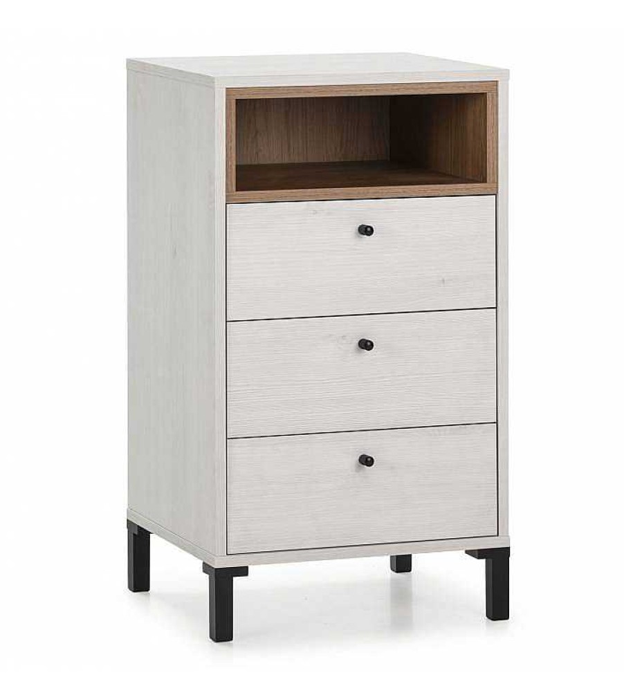 Dormitorio TOP MUEBLE Sinfoniers | Sinfonier De Noche J Tiva Blanco 3C1H