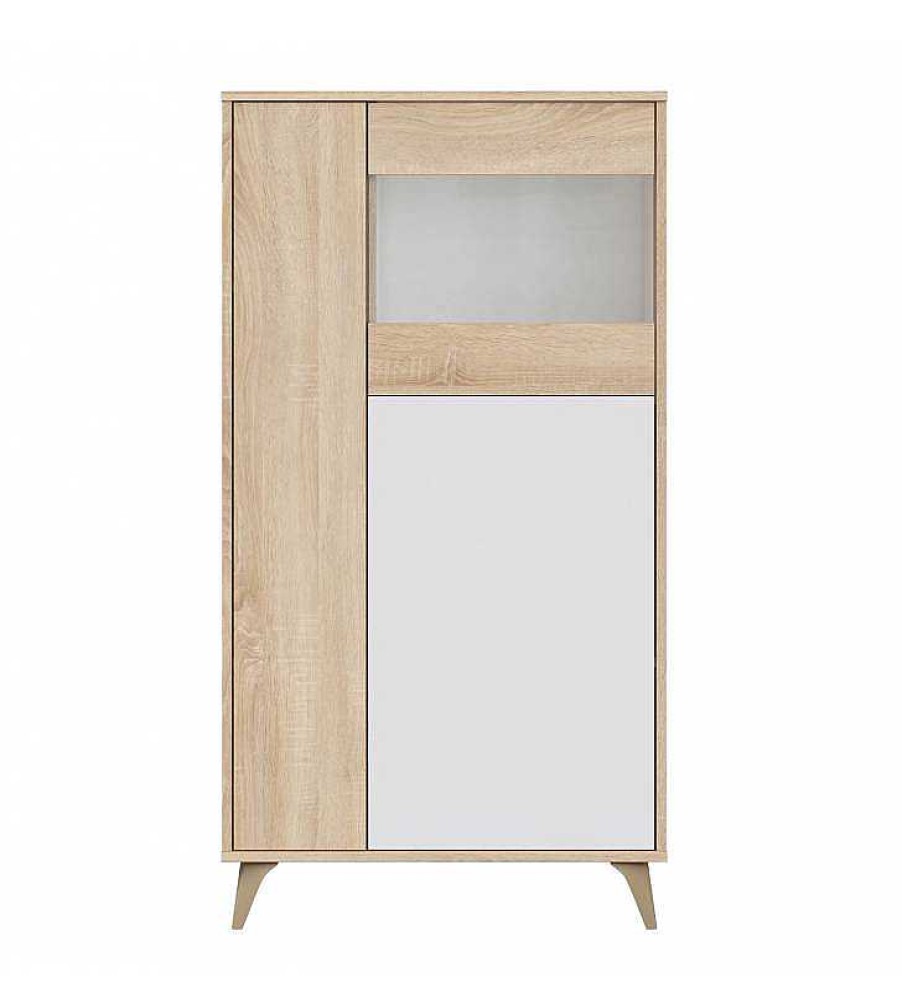 Comedor TOP MUEBLE | Vitrina Katia 3P Color Blanco/Roble