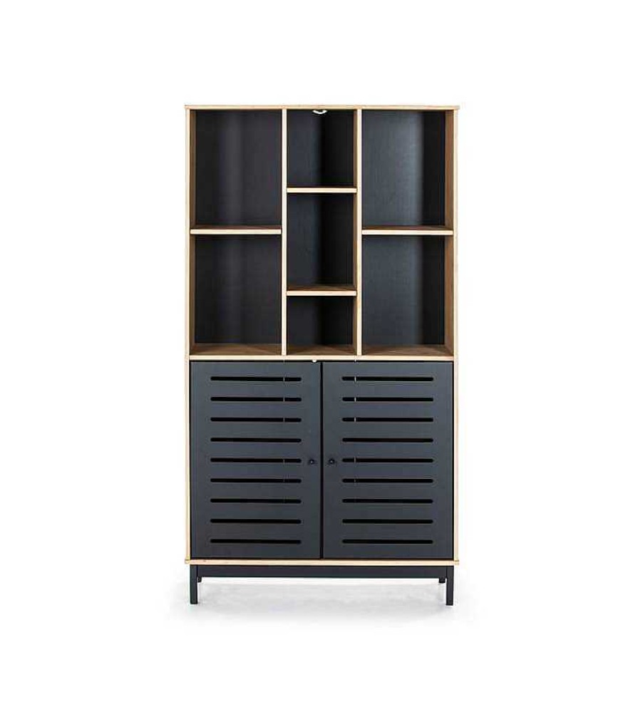 Sal N TOP MUEBLE | Librer A Alexa 2P/7 Huecos Cera Negro