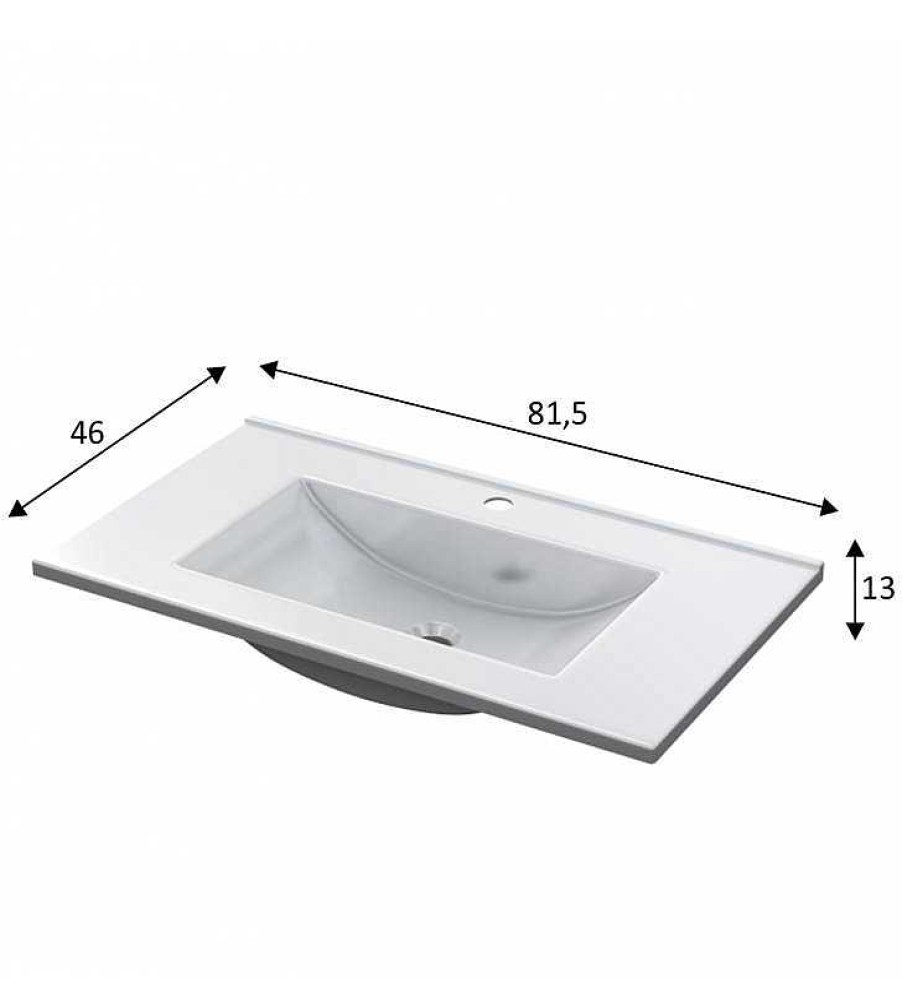 Muebles Para Ba O TOP MUEBLE | Lavabo Lavamanos 80X45Cm Pmma Blanco