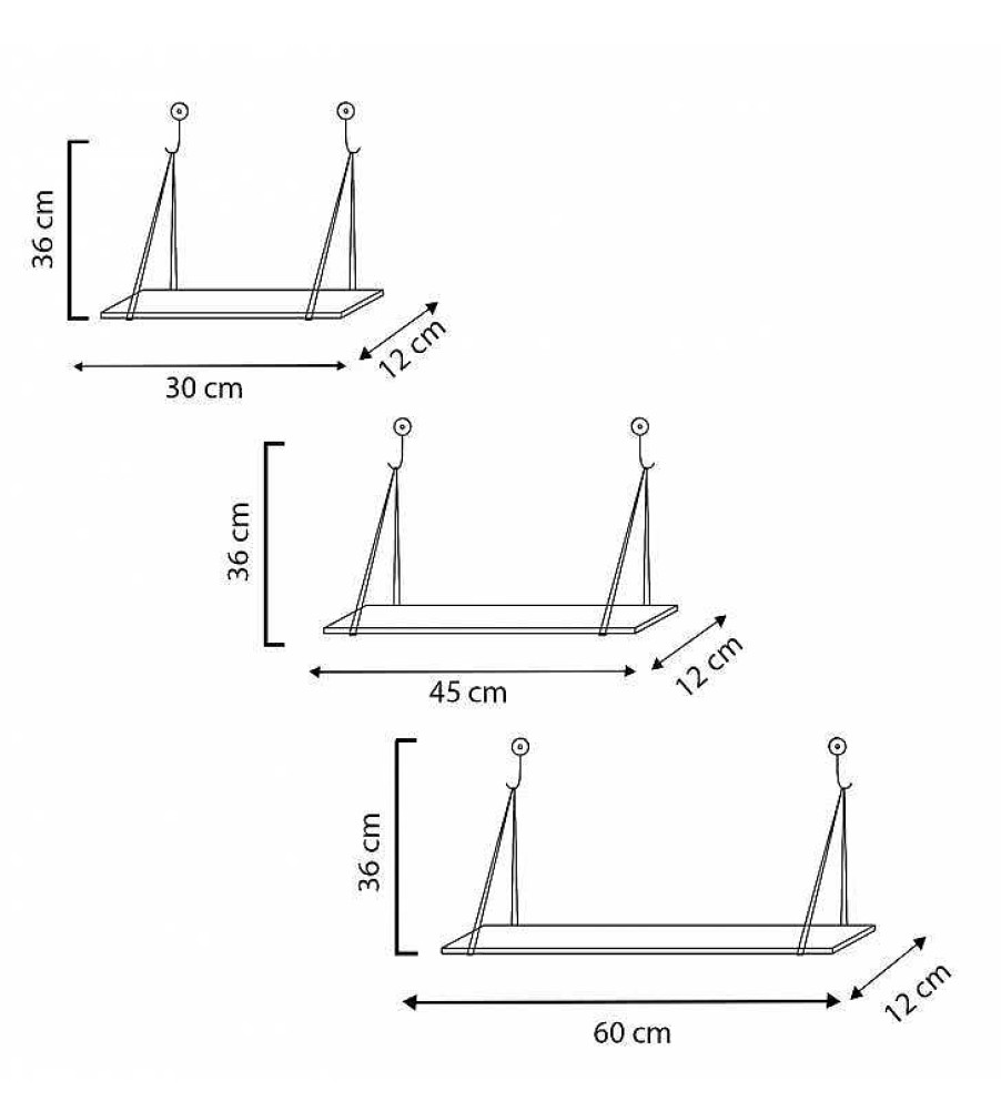 Sal N TOP MUEBLE | Set 3 Estanter As De Pared Aire