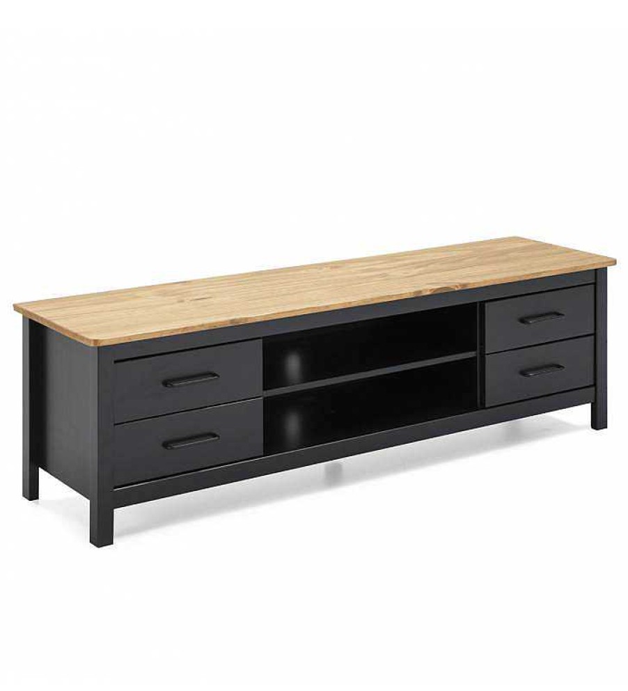 Sal N TOP MUEBLE | Mueble Tv Valeria 4C2H Negro/Cera